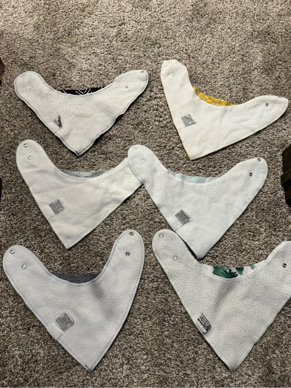 Baby Bandana Drool Bibs - Pack of 7 - Assorted Yellow, Black, Gray, Green